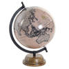 Decoratie wereldbol/globe roze op metalen voet 21 x 30 cm - Wereldbollen