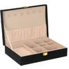 Luxe sieradenbox/juwelendoos zwart fluweel 28 x 19 x 7 cm - Sieradendozen