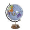 Decoratie wereldbol/globe blauw op metalen voet 20 x 32 cm - Wereldbollen
