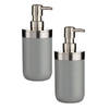 2x stuks zeeppompje/dispenser roestvrij metaal grijs/zilver 350 ml met formaat 9 x 8 x 17 cm - Zeeppompjes