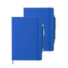 Set van 2x stuks luxe notitieboekje gelinieerd blauw met elastiek en pen A5 formaat - Notitieboek