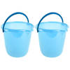 Set van 2x stuks blauwe schoonmaakemmers/huishoudemmers 10 liter van dia 28 cm - Emmers