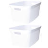 2x Wasmand/wasgoed draagmanden wit 35 liter 34 x 54 x 23 cm huishouden - Wasmanden