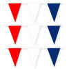 3x Rode/witte/blauwe Franse/Frankrijk slinger van stof 10 meter feestversiering - Vlaggenlijnen