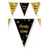 Leeftijd verjaardag feest vlaggetjes Party Time thema geworden zwart/goud 10 meter - Vlaggenlijnen