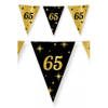 Leeftijd verjaardag feest vlaggetjes 65 jaar geworden zwart/goud 10 meter - Vlaggenlijnen
