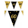 Leeftijd verjaardag feest vlaggetjes 60 jaar geworden zwart/goud 10 meter - Vlaggenlijnen