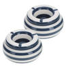 2x stuks donkerblauw met wit gestreepte asbakken 11 cm - Asbakken