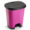 Plasticforte vuilvisbak Pedaalemmer - roze/zwart - 18 liter - 33 x 28 x 40 cm - kunststof - afval - Pedaalemmers