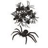9x stuks horror griezel spinnen zwart 8 cm - Feestdecoratievoorwerp