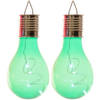 2x Buitenlampen/tuinlampen lampbolletjes/peertjes 14 cm groen - Buitenverlichting