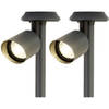 Set van 2x stuks solar spotlight/tuinpad verlichting op zonne-energie 25 cm - Prikspotjes