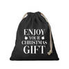 1x Kerst cadeauzak zwart Enjoy your gift met koord voor als cadeauverpakking - cadeauverpakking kerst