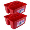 2x stuks rode opbergbox/opbergdoos mand met handvat 6 liter kunststof - Opbergbox