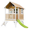 AXI Tom Speelhuis op palen & limoen groene glijbaan Speelhuisje voor de tuin / buiten in bruin & wit van FSC hout