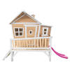 AXI Emma Speelhuis op palen & paarse glijbaan Speelhuisje voor de tuin / buiten in bruin & wit van FSC hout