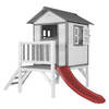 AXI Speelhuis Beach Lodge XL Wit met rode glijbaan Speelhuis op palen met veranda gemaakt van FSC hout