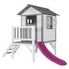 AXI Speelhuis Beach Lodge XL Wit met paarse glijbaan Speelhuis op palen met veranda gemaakt van FSC hout
