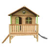AXI Stef Speelhuis op palen & grijze glijbaan Speelhuisje voor de tuin / buiten in bruin & groen van FSC hout