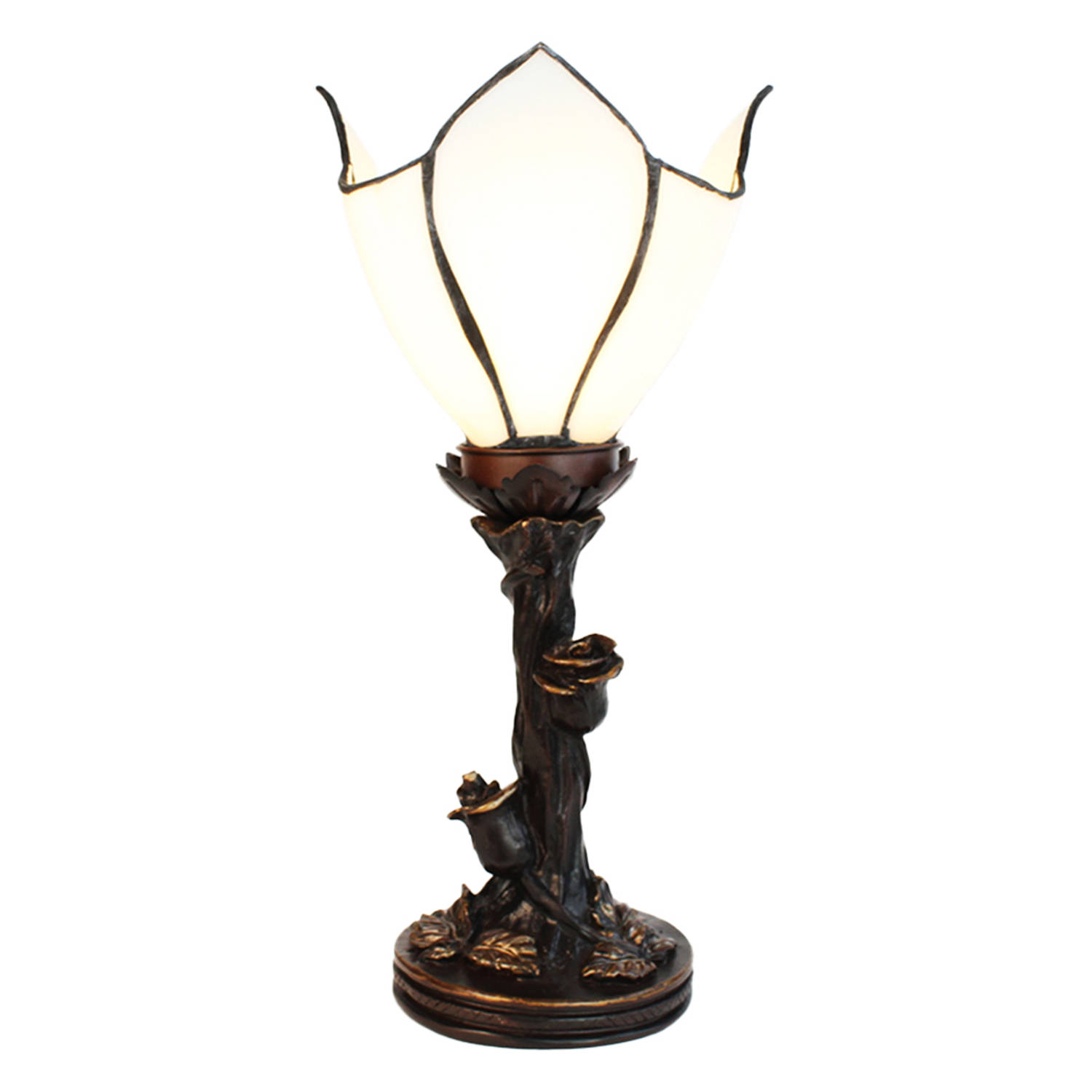 Lumilamp Tiffany Tafellamp 32 Cm Wit Bruin Glas Tiffany Bureaulamp Tiffany Lampen Glas In Lood Wit Tiffany Bureaulamp