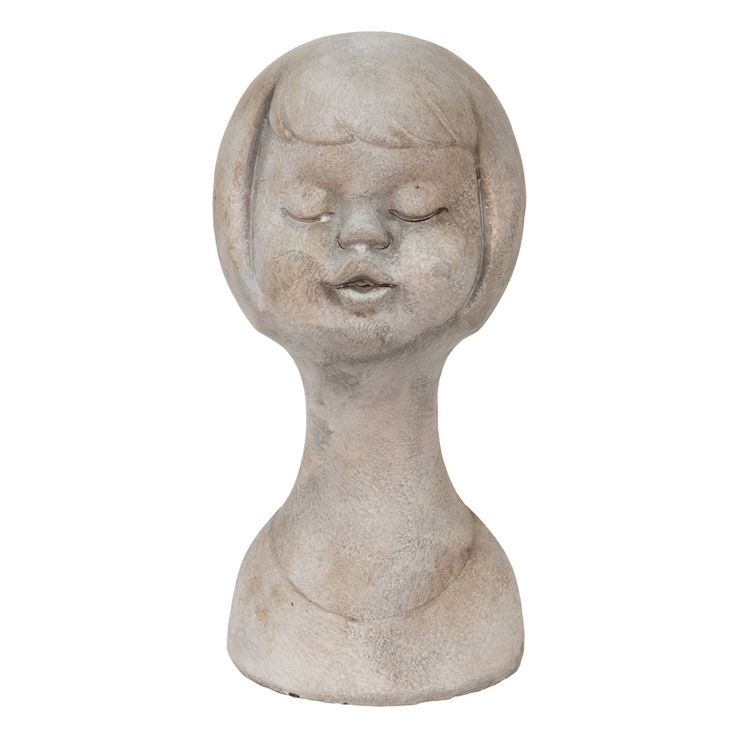Clayre & Eef Decoratie Buste Meisje 12*11*24 Cm Beige Steen Decoratief Figuur Decoratieve Accessoire