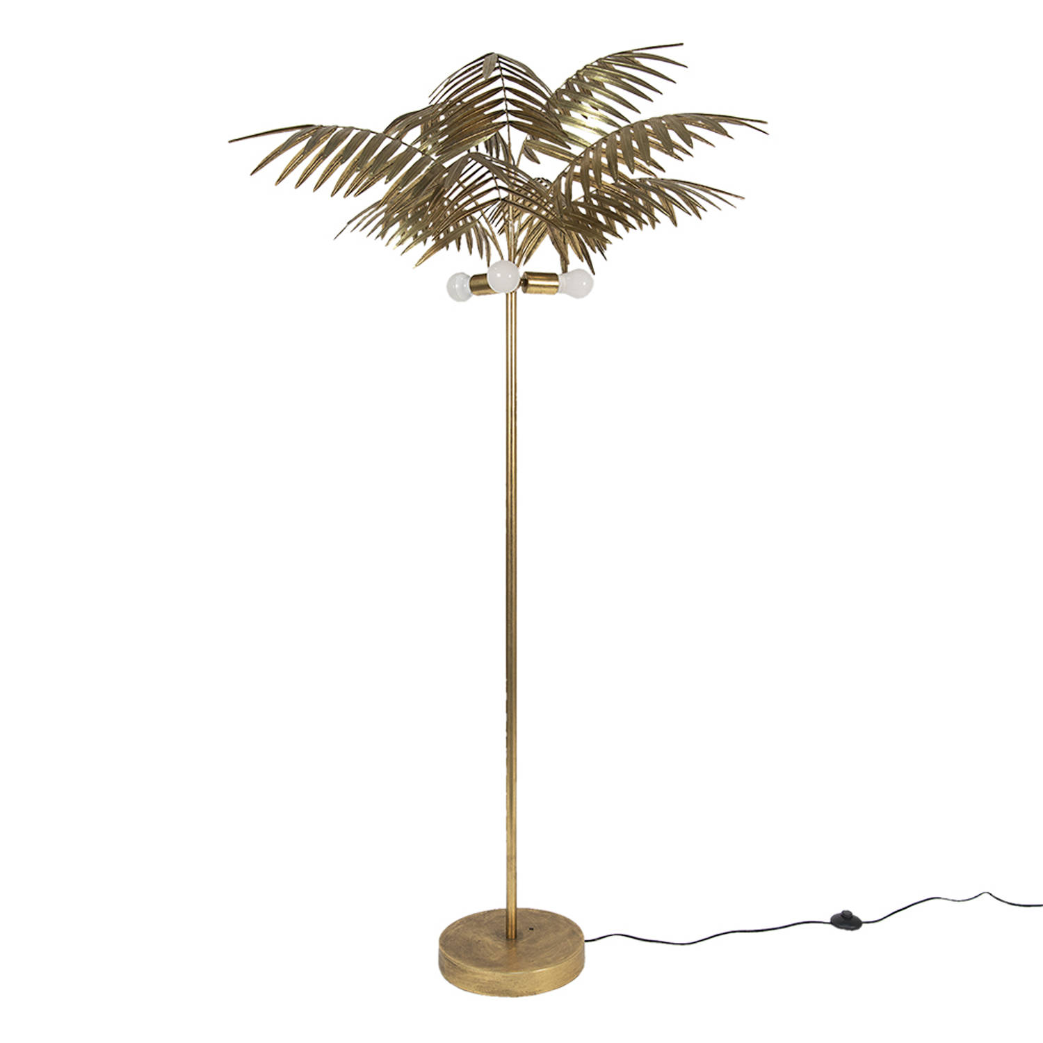 Clayre & Eef Vloerlamp Palm Ø 100*193 Cm Goudkleurig Ijzer Staande Lamp Staanlamp Goudkleurig Staand