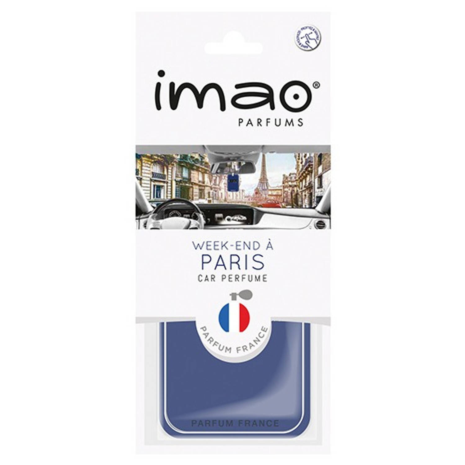 IMAO luchtverfrisser Week-end à Paris 11 x 7 cm rubber blauw