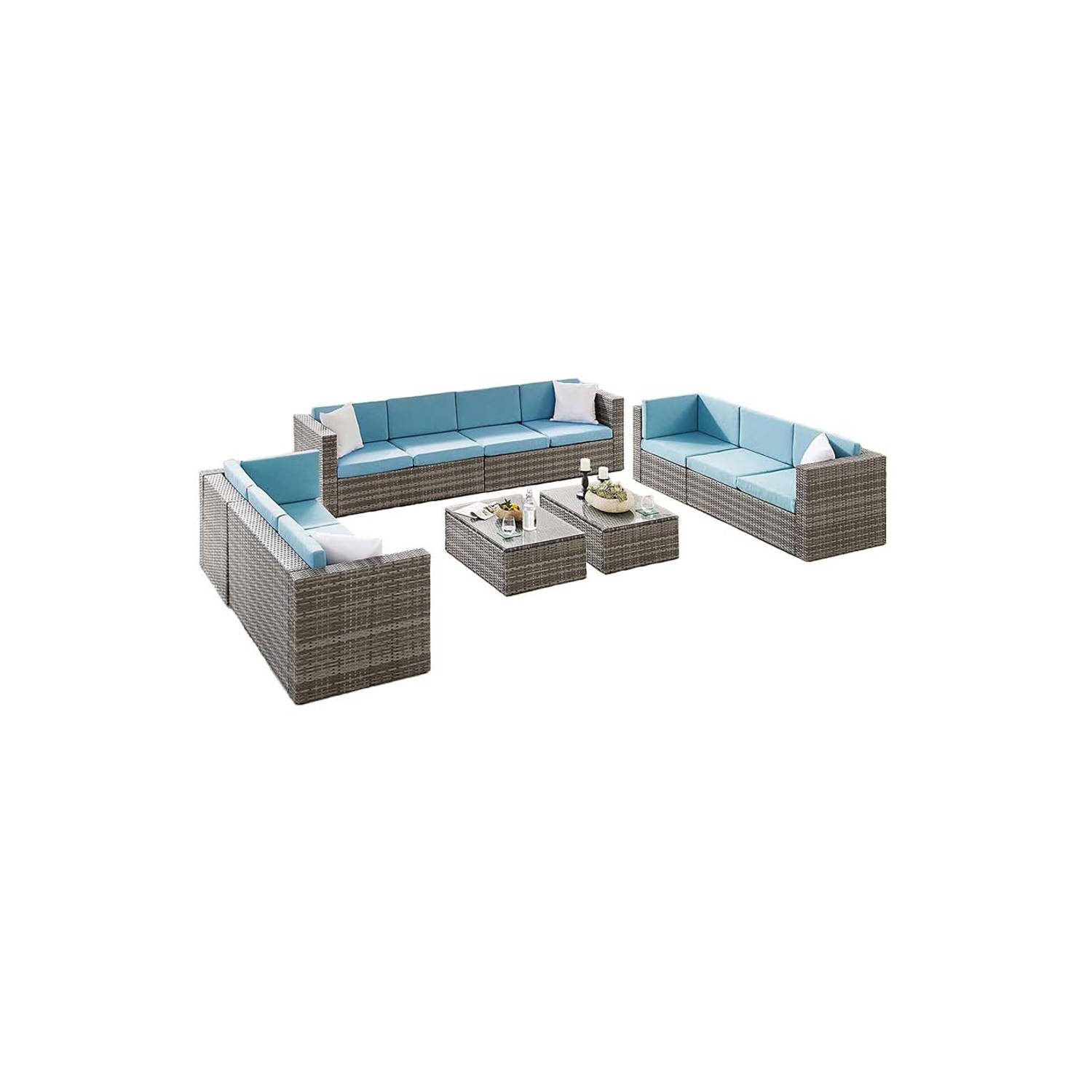 Feel Furniture - Loungeset - Verona XXL - Blauw - 10 personen