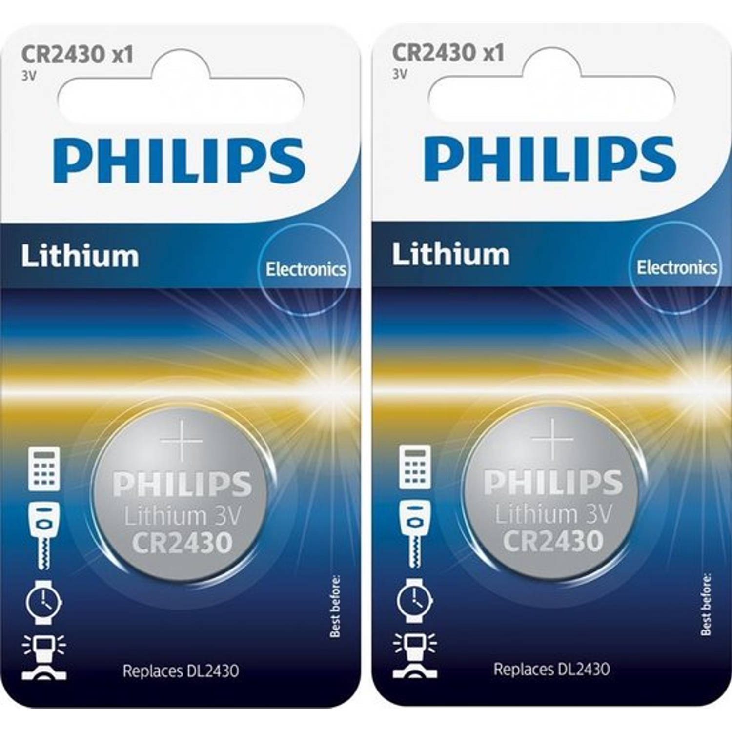 2 Blisters (2 Stuks) Philips Cr2430 3v Lithium Knoopcelbatterij