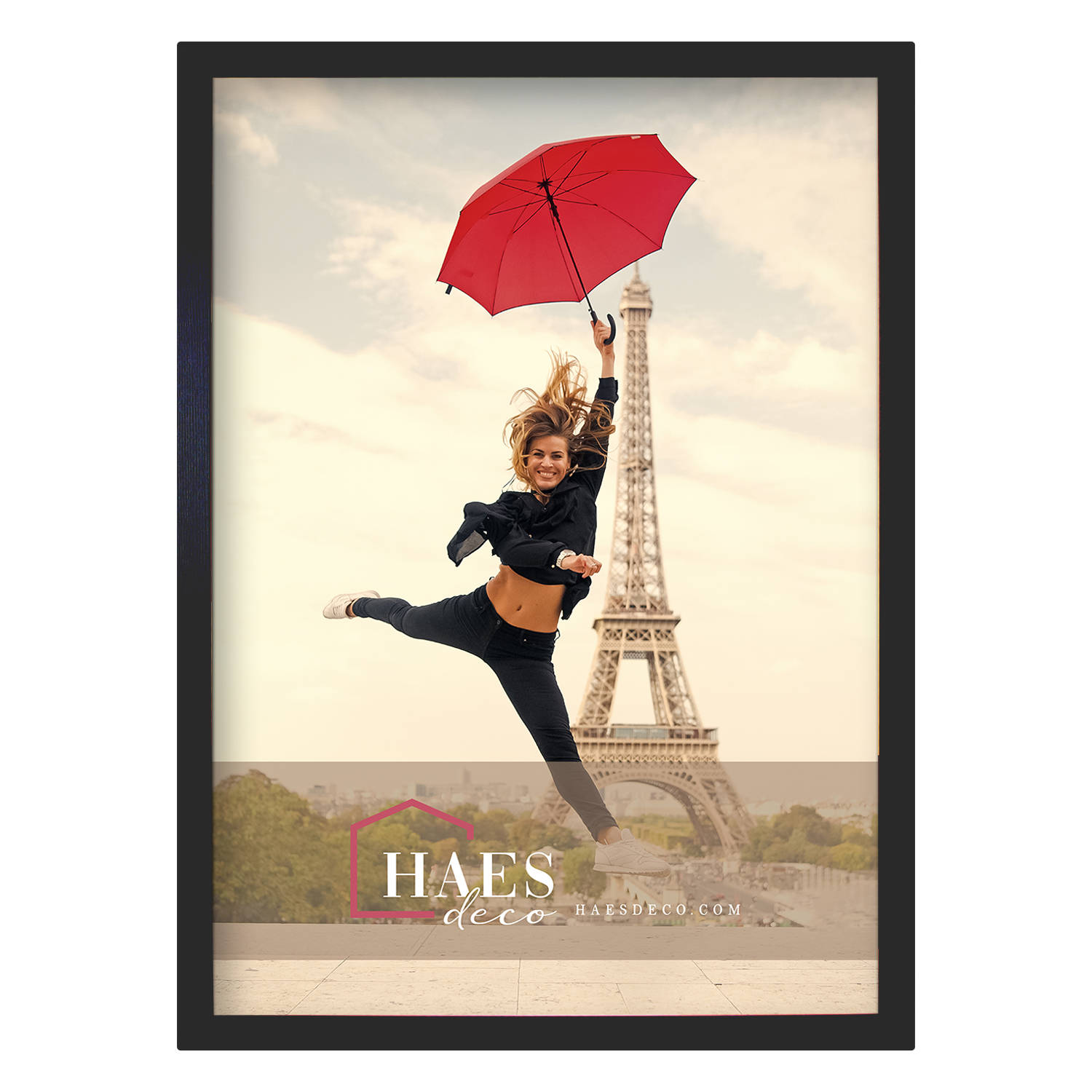 HAES DECO - Houten fotolijst Paris zwart voor 1 foto formaat 50x70 - SP001501