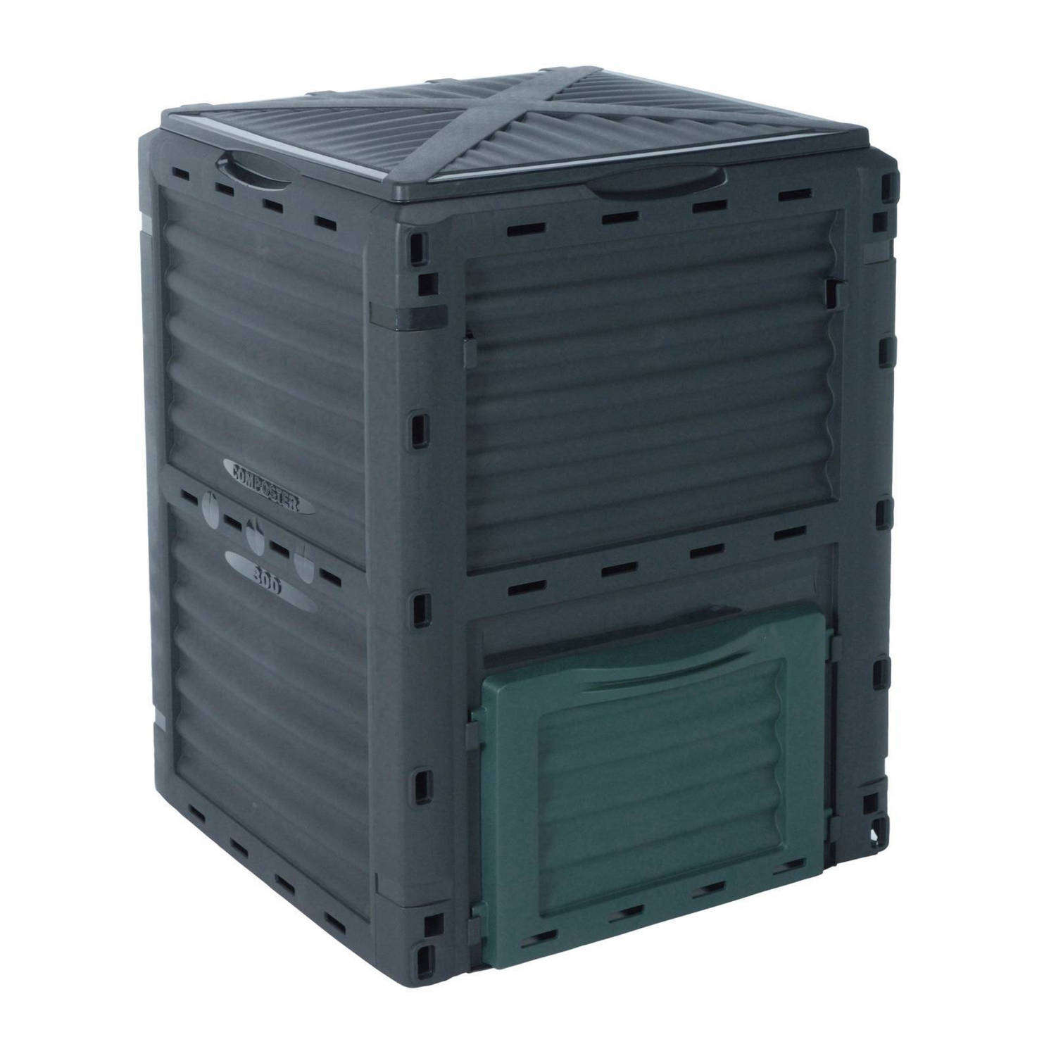 Teien compostbak 300 liter - PP compostvat / composter 59x57x81 cm - antraciet en groen