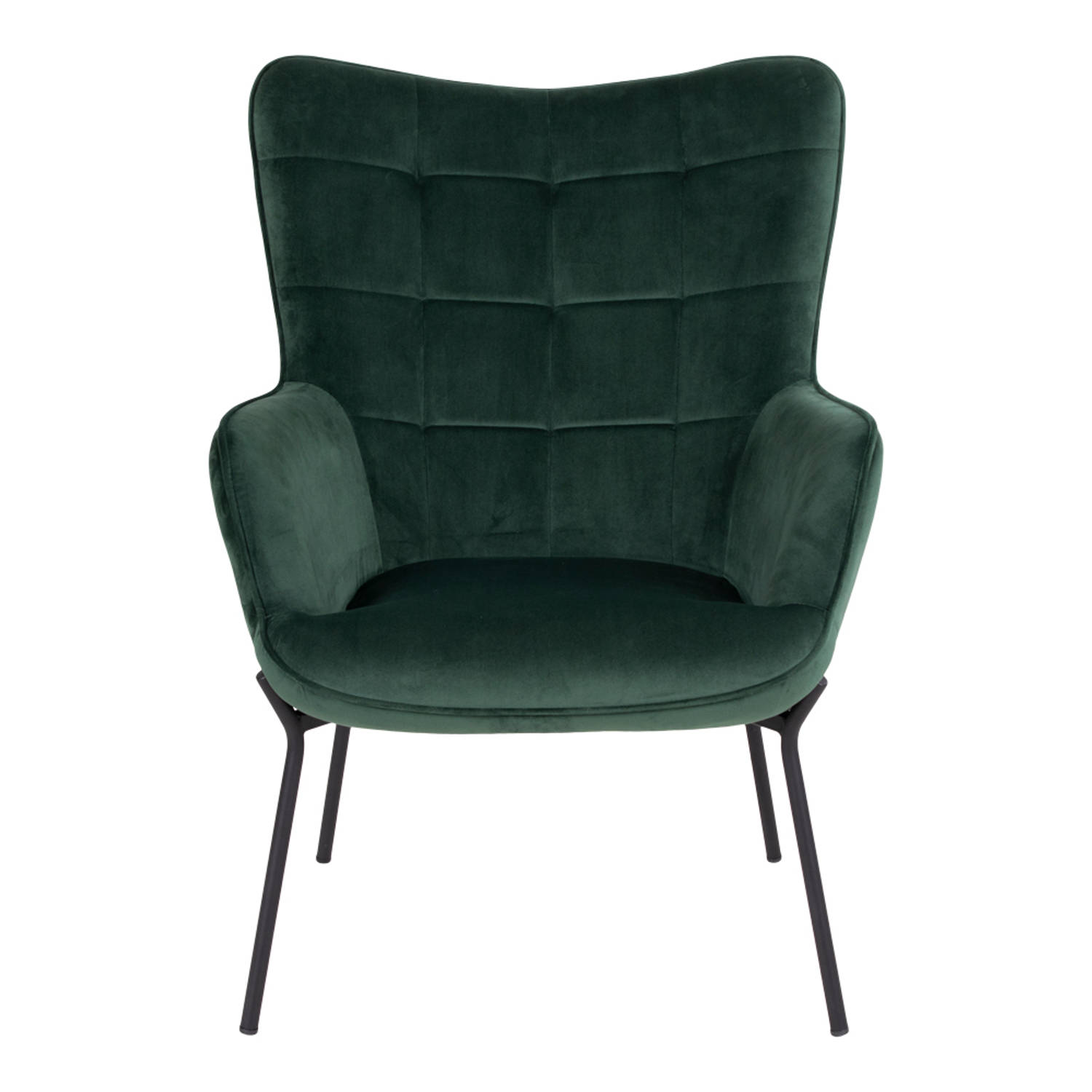 Bestuiven ethisch vermoeidheid Glow fauteuil groen velours, zwarte poten. | Blokker