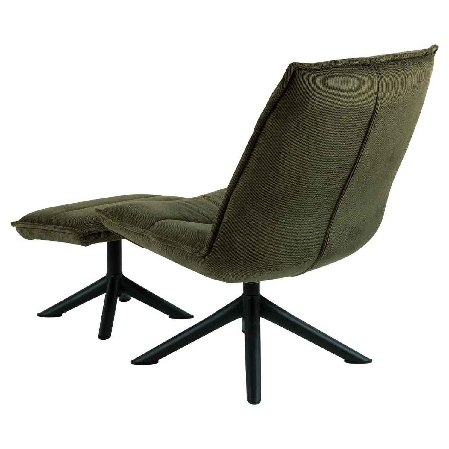 Binnen Reflectie de sneeuw Bliwa fauteuil loungestoel met voetenbank groen, zwart. | Blokker