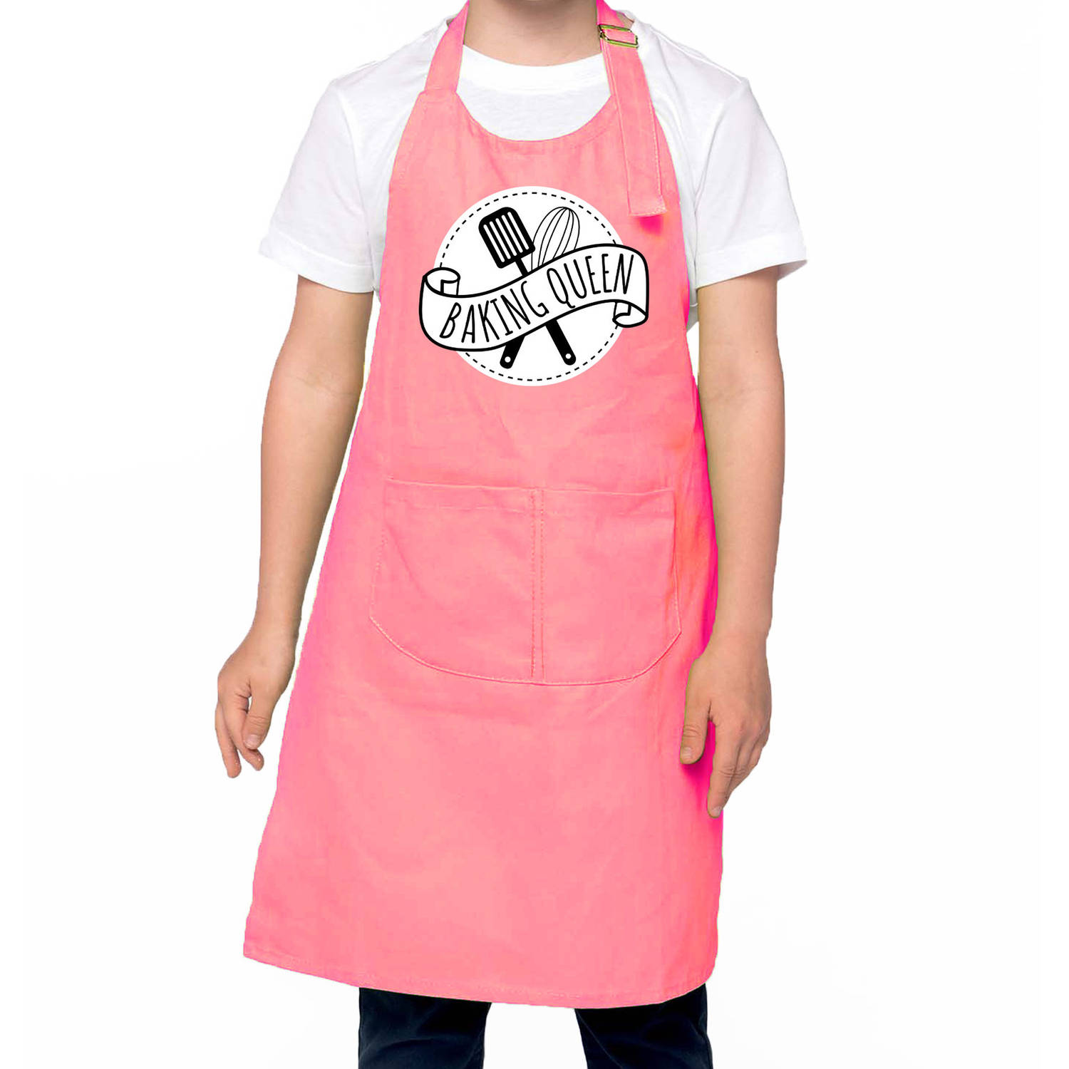 Baking Queen Bak Keukenschort- Kinderschort Roze Voor Meisjes Bakken Met Kinderen Feestschorten