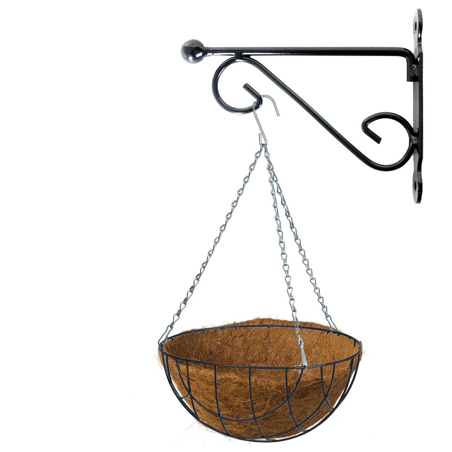 Merkloos Hanging Basket 25 Cm Met Metalen Muurhaak En Kokos Inlegvel - Plantenbakken