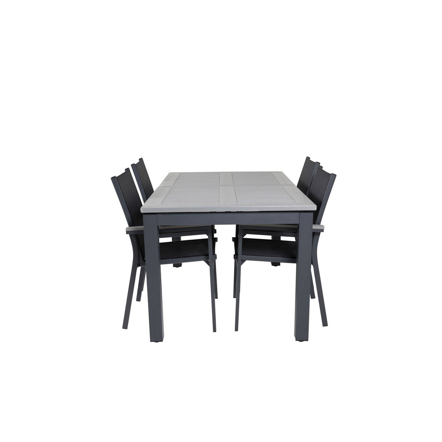 Albany tuinmeubelset tafel 100x160/240cm en 4 stoel Parma zwart, grijs.