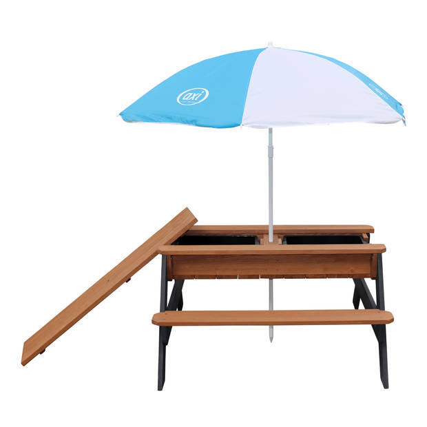 AXI Nick Picknicktafel / Zandtafel / Watertafel voor kinderen in antraciet/bruin met parasol Multifunctionele Picknick