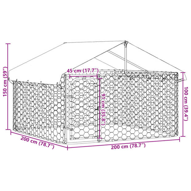 vidaXL Hondenkennel voor buiten met dak 200x200x150 cm