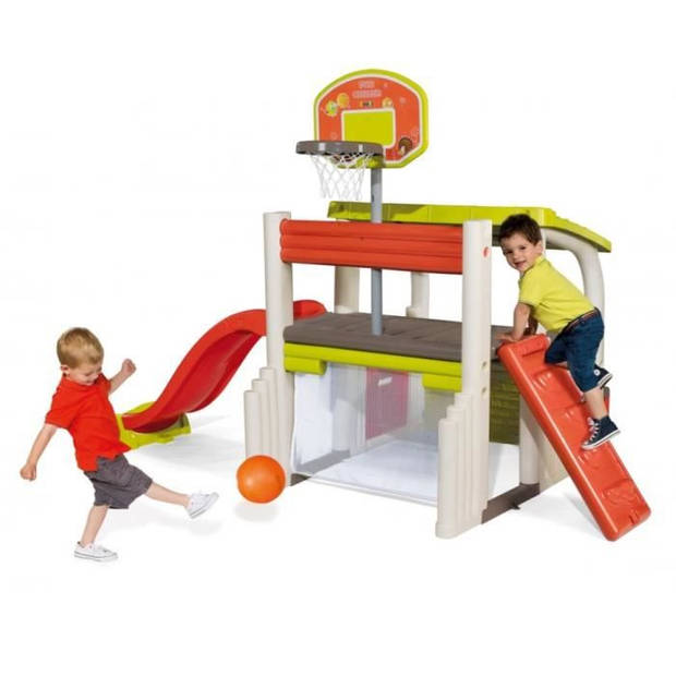 Smoby Fun Center: Toboggan basketbal voetklimmen