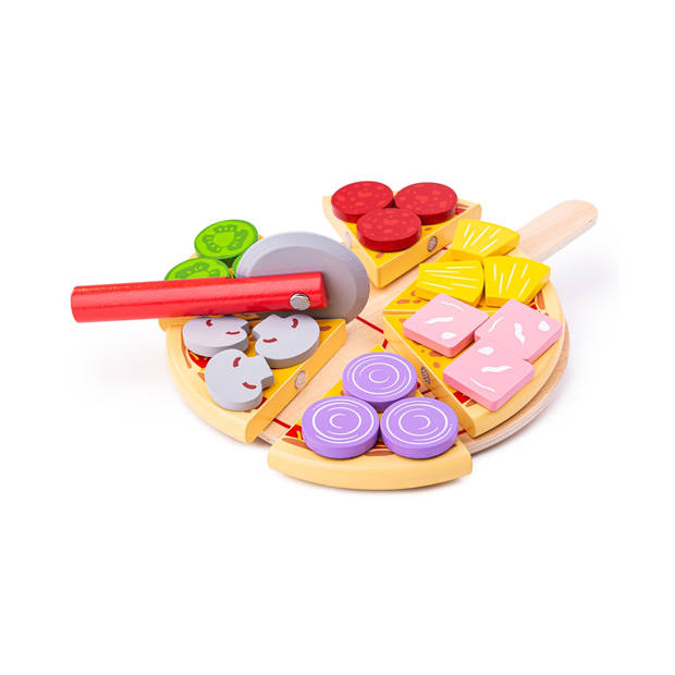 Bigjigs Houten Pizza Set incl. Rolsnijder - 26-delig