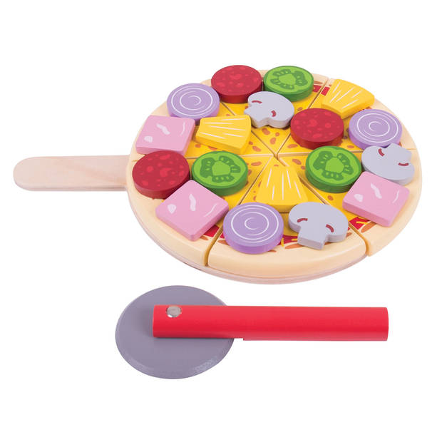 Bigjigs Houten Pizza Set incl. Rolsnijder - 26-delig