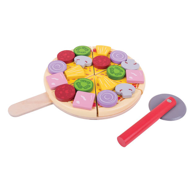 Bigjigs Houten Pizza Set incl. Rolsnijder - 26-delig