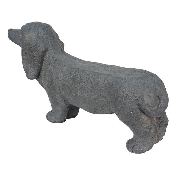 Clayre & Eef Beeld Hond 74x19x39 cm Grijs Steen Woonaccessoires Grijs Woonaccessoires