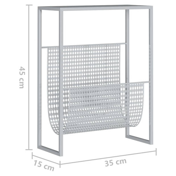 vidaXL Tijdschriftenrek 35x15x45 cm staal zilverkleurig