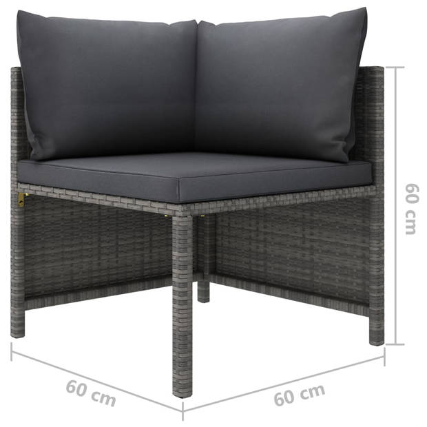 vidaXL 2-delige Loungeset met kussens poly rattan grijs