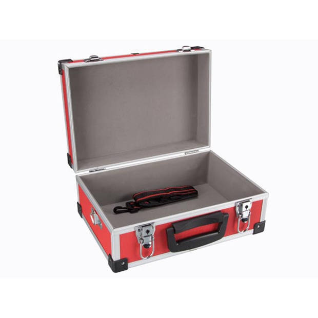 Perel gereedschapskoffer 11 liter aluminium rood/zilver