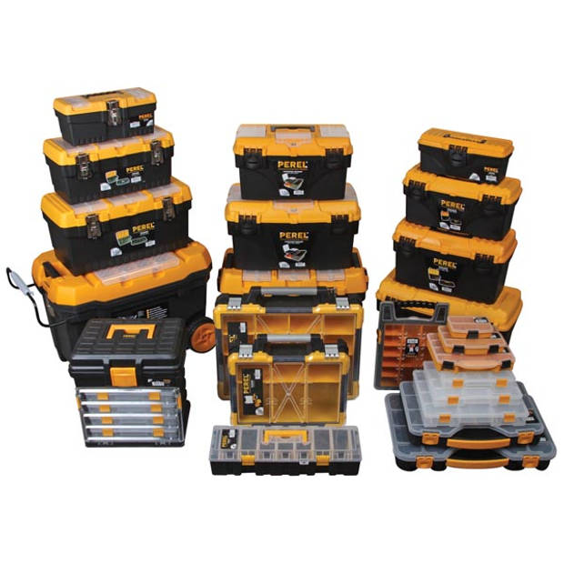 Perel gereedschapskoffer 43,2 x 25 x 23,8 cm zwart/oranje