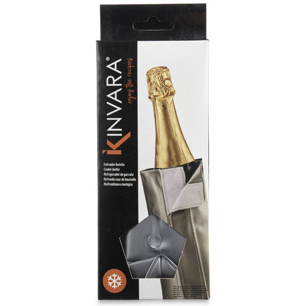 Kinvara Wijnflessen koeler/koelhoud hoesje - voor flessen - wijn/water/champagne - 18 cm - Koelelementen