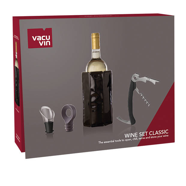 Vacu Vin Wijnset Classic - Zwart - 4 delige set