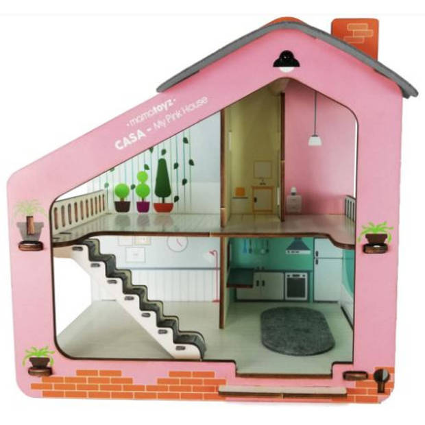 Mamatoyz poppenhuis Casa meisjes 65 x 50 cm hout roze